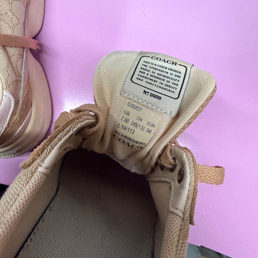 Coach CitySole Runner G5057 Tan Signature Monogram Suede Sneakers Womens 7.5 - Picture 4 of 8